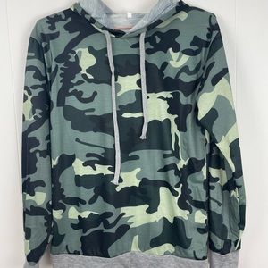 Camouflage Print Long Sleeve Hoodie Pullover Shirt
